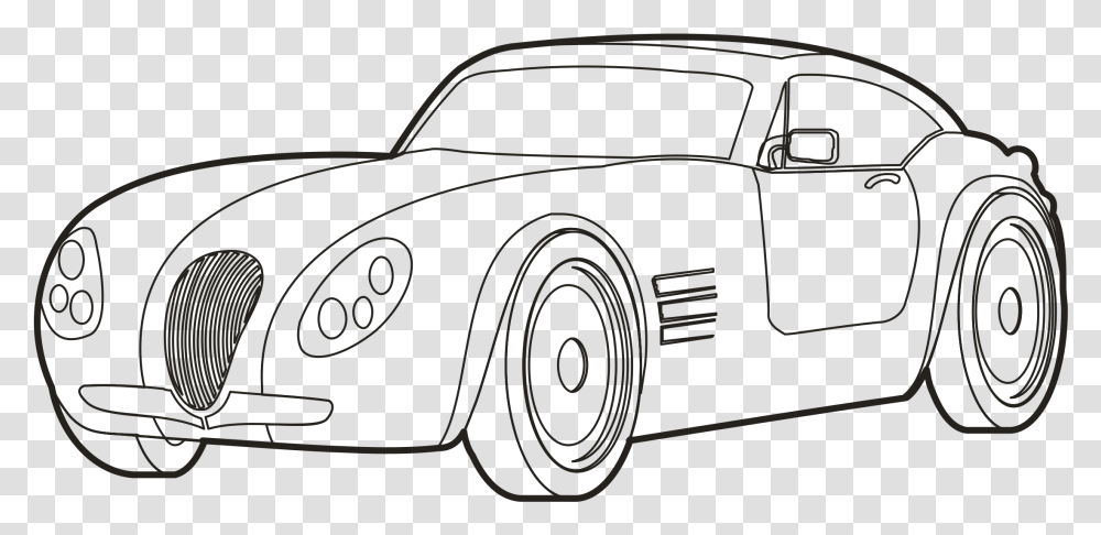 Drawing Sport Car Sports Car Outline Drawing, Vehicle, Transportation, Coupe, Hot Rod Transparent Png
