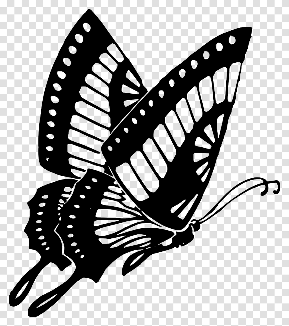 Drawing Spring Purple Butterfly Butterfly Black And White, Animal, Stencil, Fish Transparent Png