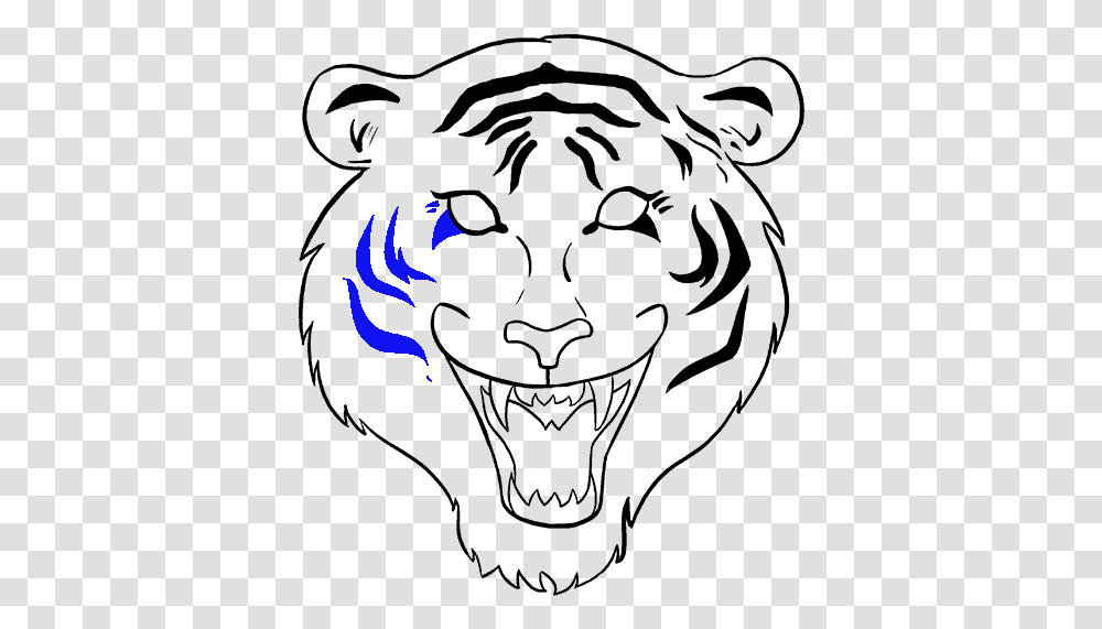 Drawing Tigers Open Mouth Tiger Face Drawing Easy, Silhouette, Logo, Trademark Transparent Png