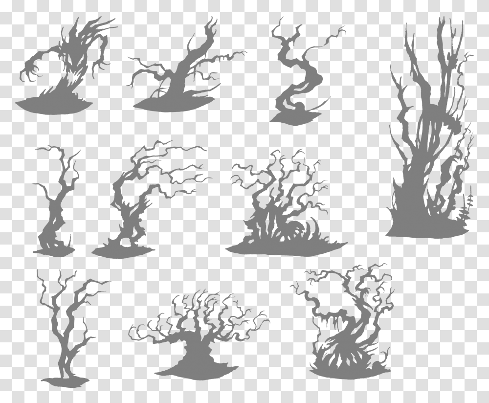Drawing Tree Woody Plant Swamp Tree Drawing, Stencil, Silhouette, Poster, Advertisement Transparent Png