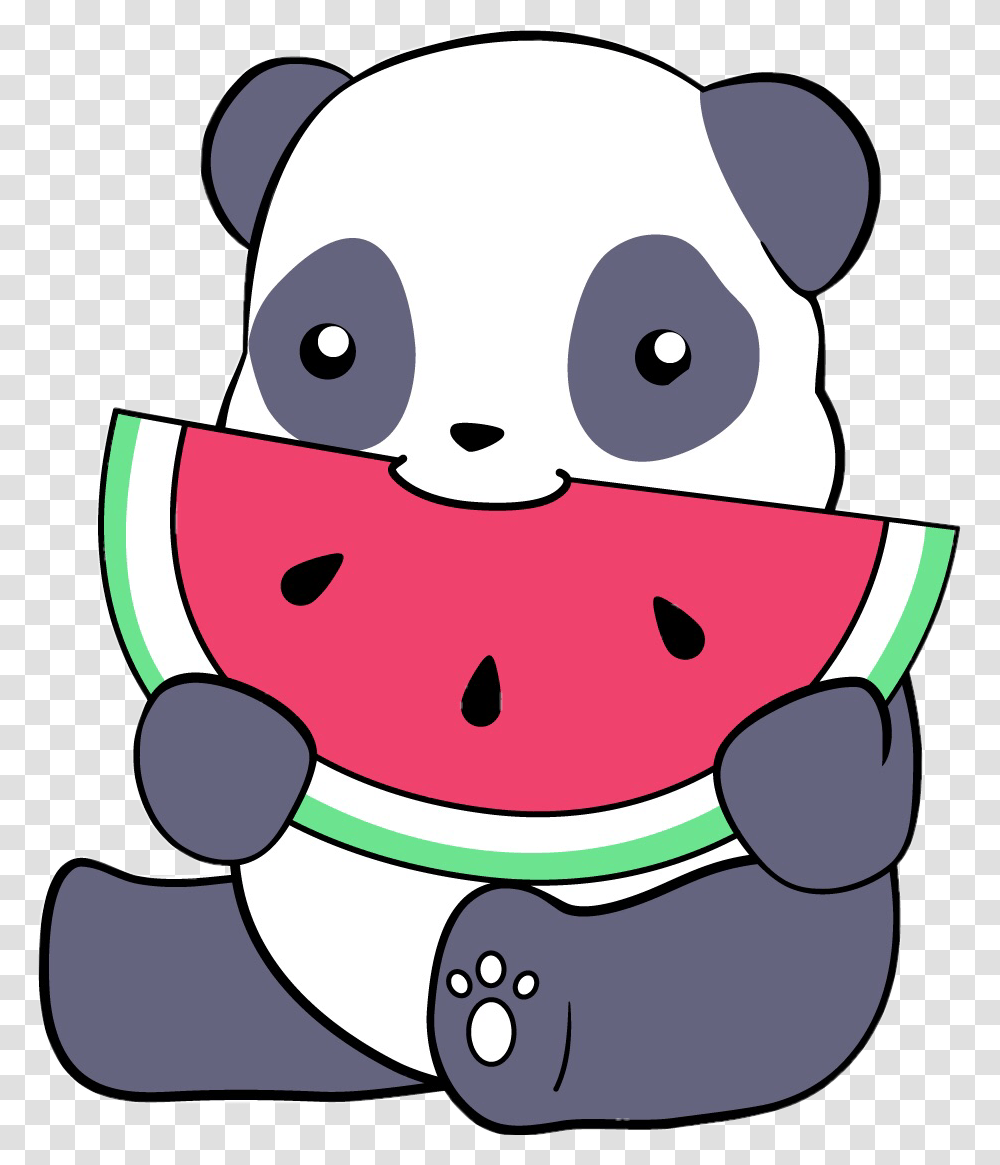 Drawing Tumblr Panda Watermelon Panda, Plant, Fruit, Food Transparent Png