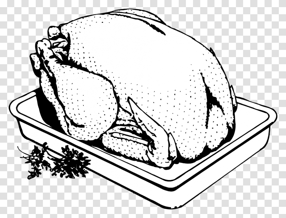 Drawing Turkey Cooked Cooked Turkey Clip Art Black And White, Meal, Food, Helmet Transparent Png