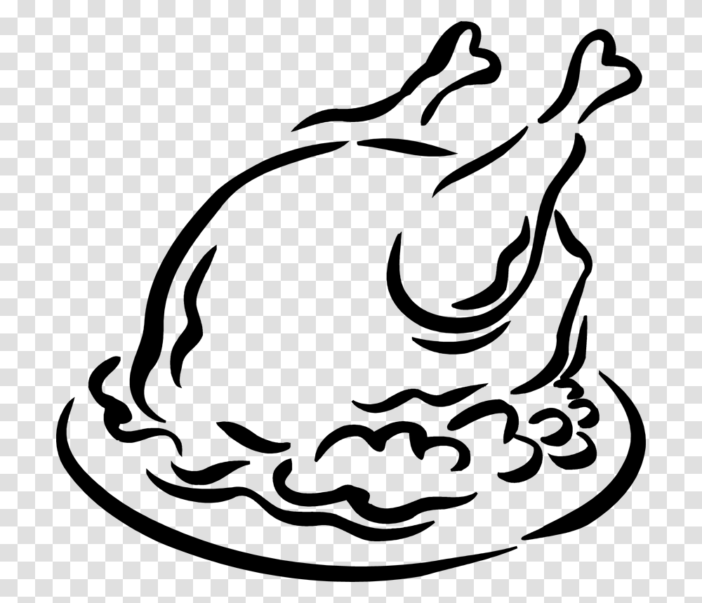 Drawing Turkey Roasted Chicken Cooked Turkey Clipart Black And White, Logo, Trademark Transparent Png