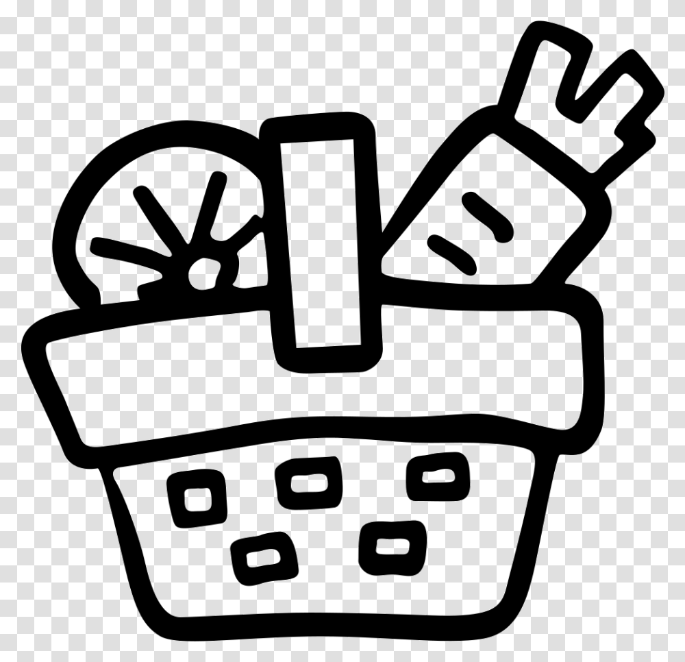 Drawing Vegetable Raw Vegetables In Basket Icon, Stencil, Number Transparent Png