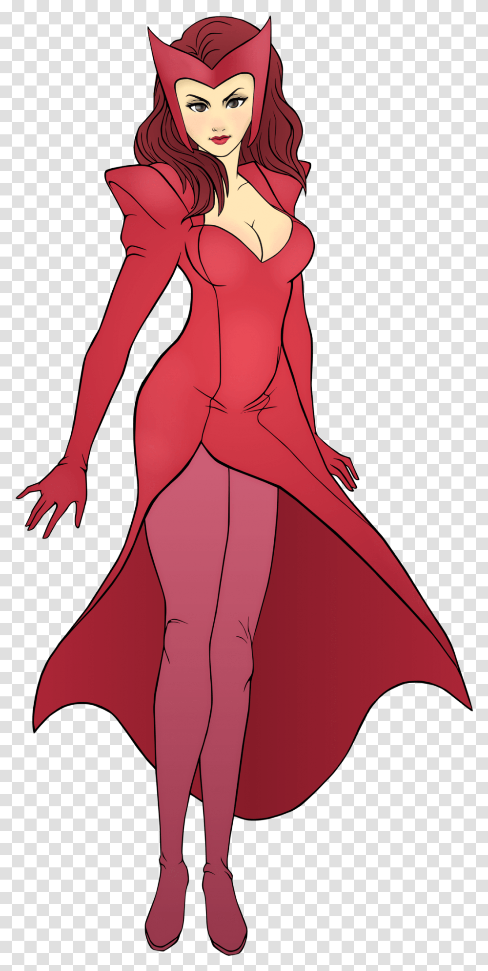 Drawing Witch Animated Avengers Scarlet Witch Cartoon, Clothing, Sleeve, Person, Female Transparent Png