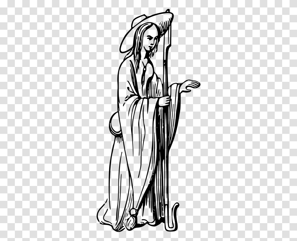 Drawing Woman Playing Lute Black And White Line Art Computer Icons, Gray, World Of Warcraft Transparent Png