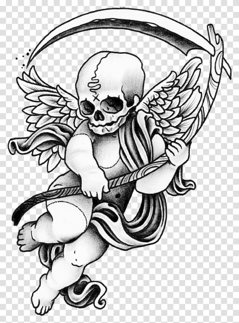 Drawings For Tattoo Portfolio, Cupid, Statue, Sculpture Transparent Png