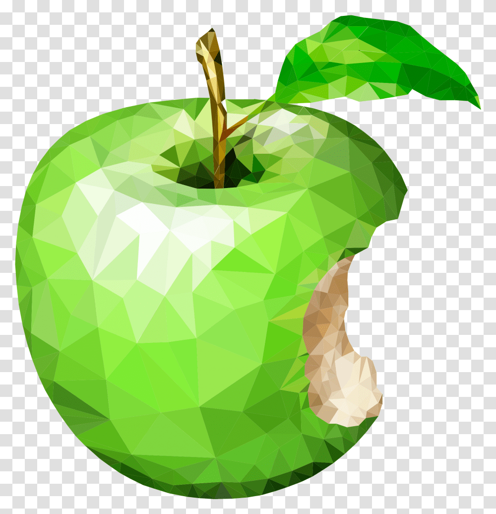 Drawn Bitten Green Apple Geometric Art Of A Apple, Plant, Fruit, Food, Peel Transparent Png