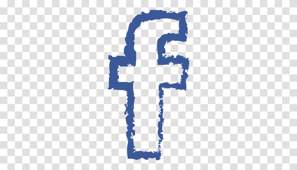 Drawn Facebook Grunge Line Media Social Icon, Cross, Crucifix Transparent Png
