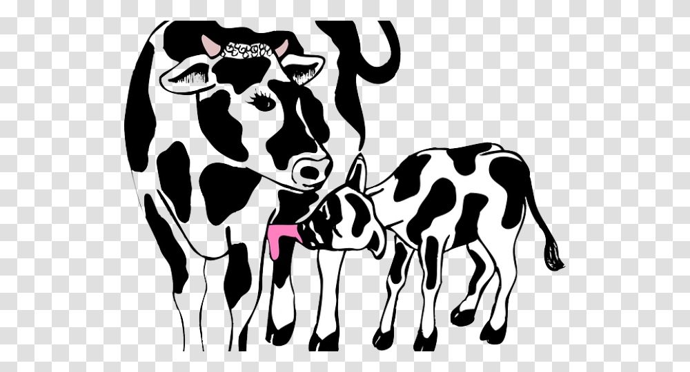 Drawn Farm Animals Svg Cow And Calf Clipart, Mammal, Cattle, Stencil, Hand Transparent Png