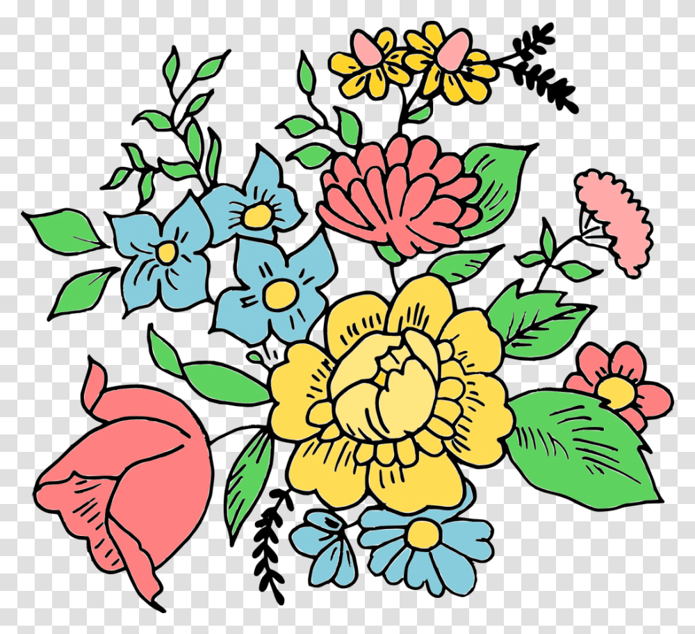 Drawn Flowers, Floral Design, Pattern Transparent Png