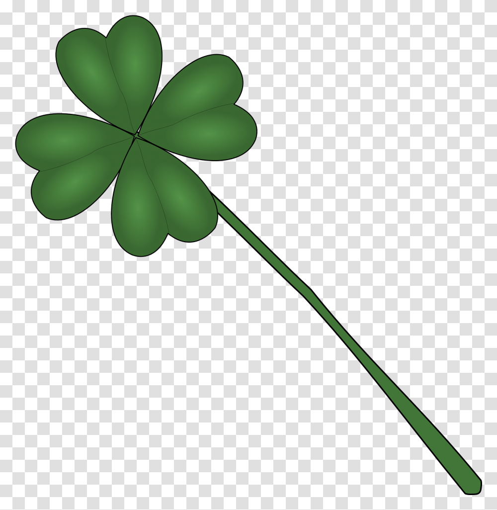 Drawn Four Leaf Clover On A White Background Free Image St Day Clip Art, Green, Plant, Flower, Blossom Transparent Png