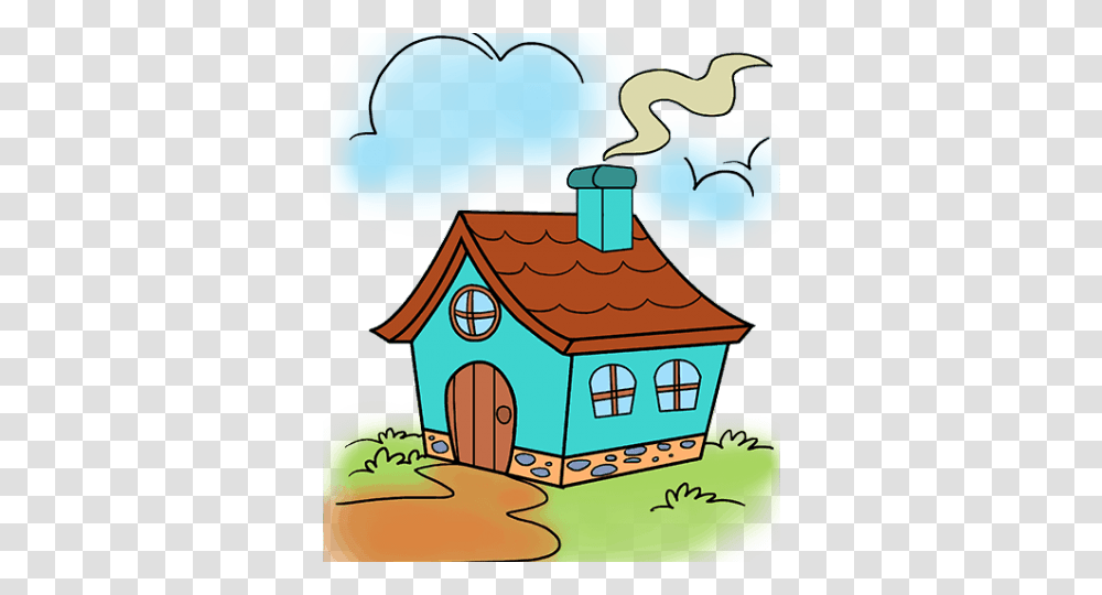 Drawn House Cartoon Flower, Nature, Building, Outdoors, Housing Transparent Png