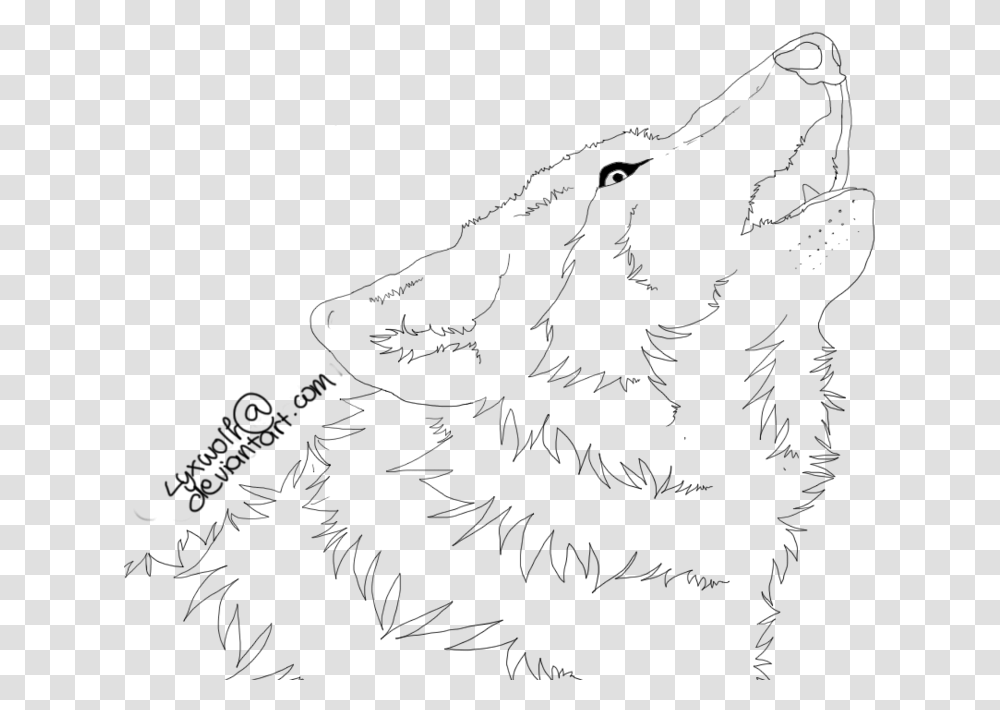 Drawn Howling Wolf Lineart, Gray, World Of Warcraft Transparent Png