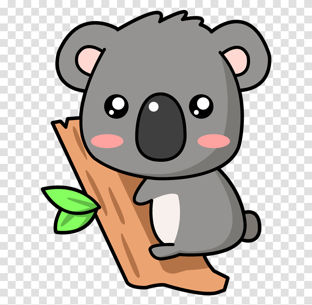 Drawn Koala Cute Baby Zoo Animal Dibujo Kawaii De Koala, Label, Face Transparent Png