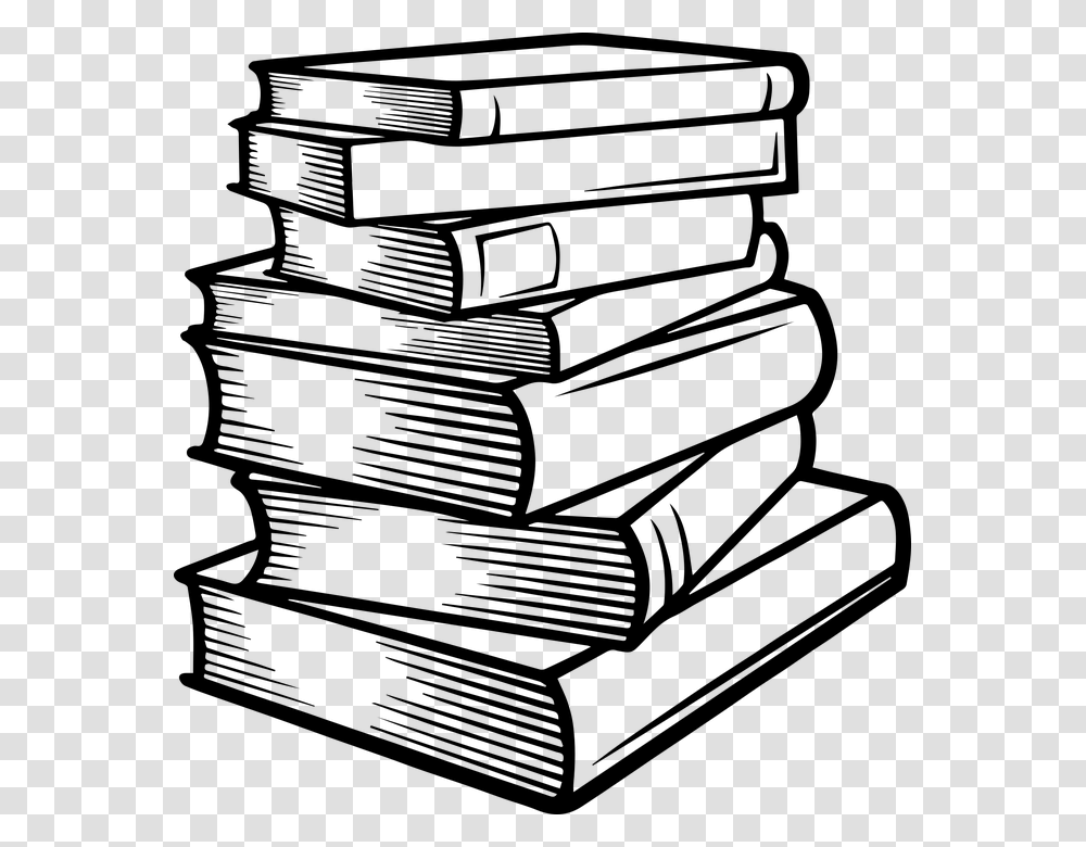 Drawn Line Stack Of Books Clipart Black And White, Gray, World Of Warcraft Transparent Png