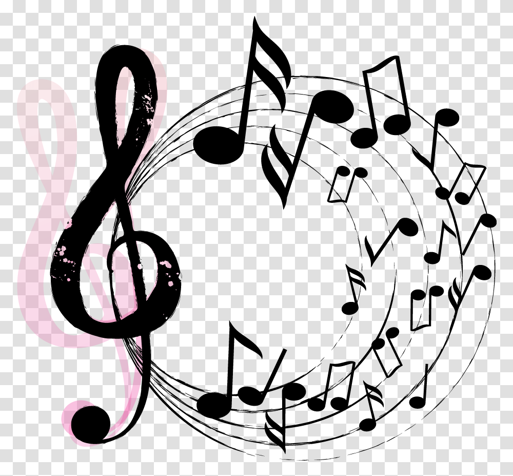 Drawn Music Notes Background Free Clip Art Musical Notes On Background, Text, Alphabet, Symbol, Ampersand Transparent Png