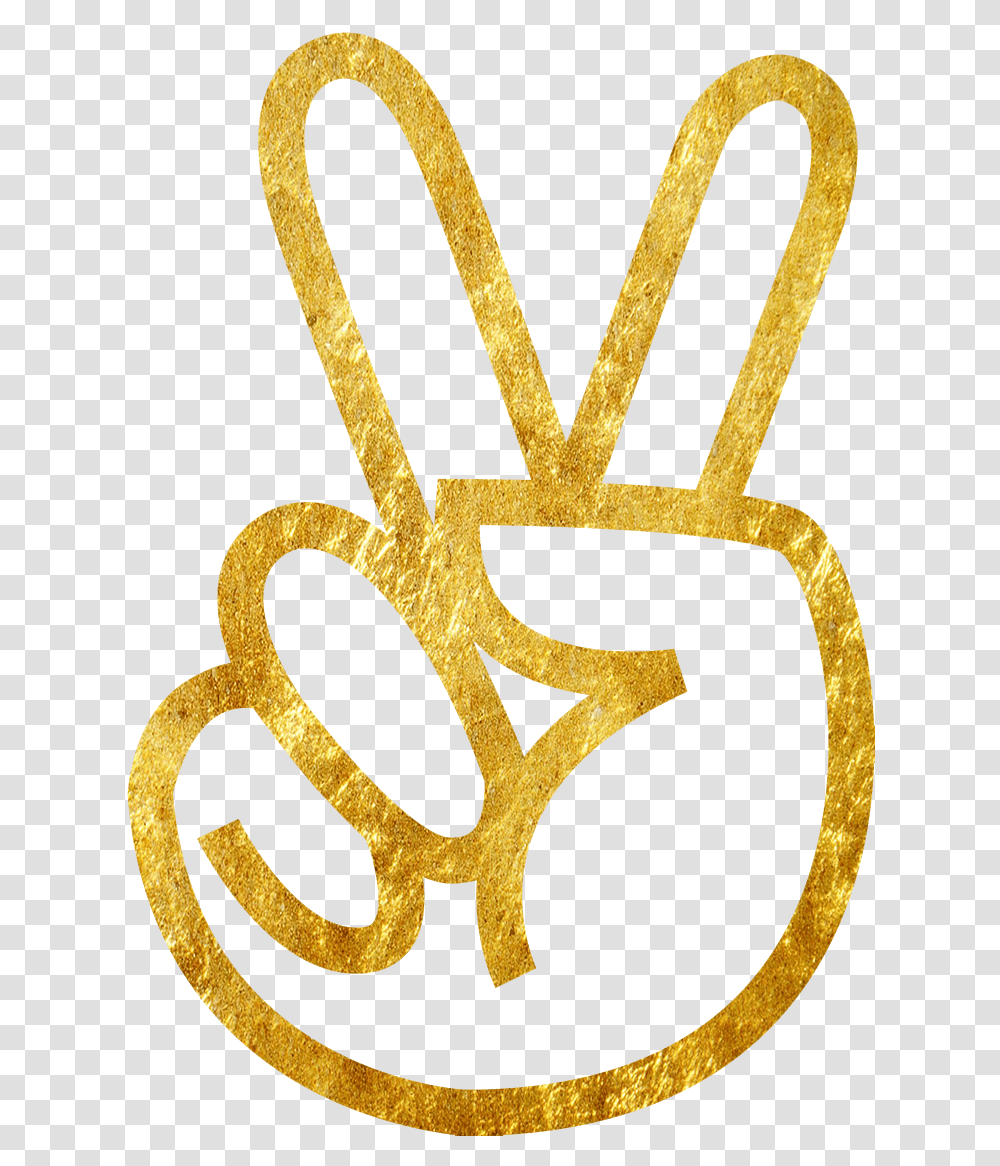 Drawn Peace Sign Hand Clipart 3 Gold Hand Pink Peace Sign, Texture, Rug, Aluminium Transparent Png