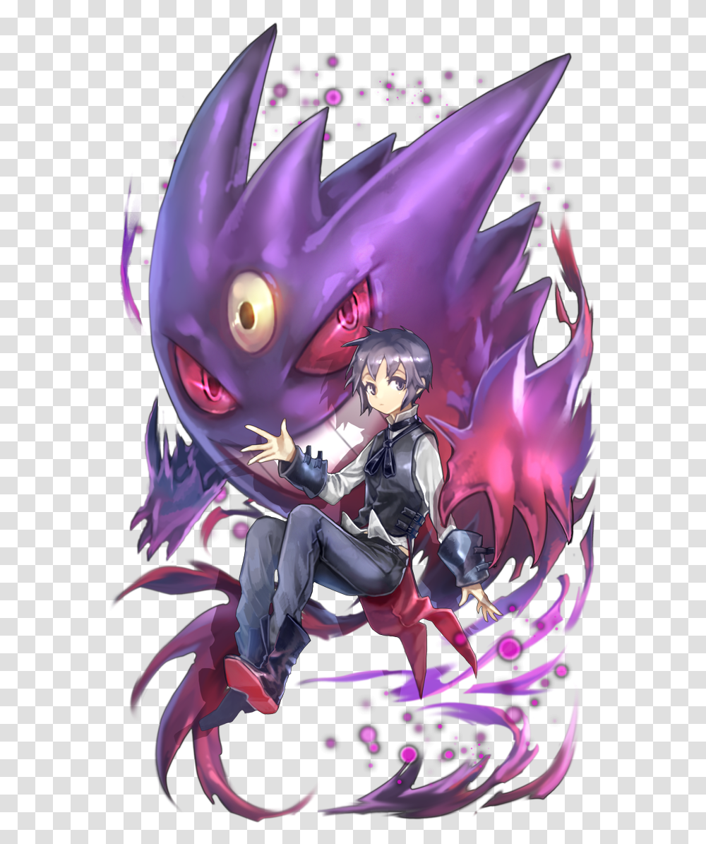 Drawn Pokemon Trainer With A Gengar, Comics, Book, Manga, Person Transparent Png