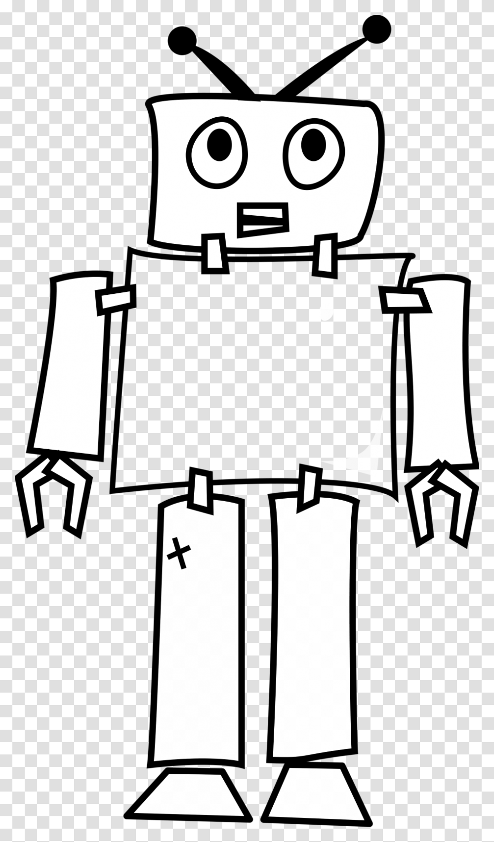 Drawn Robot Black And White, Stencil, Cross Transparent Png