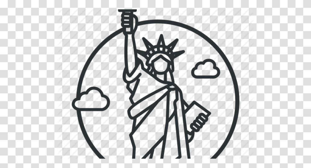 Drawn Statue Of Liberty American, Gate, Emblem, Grille Transparent Png