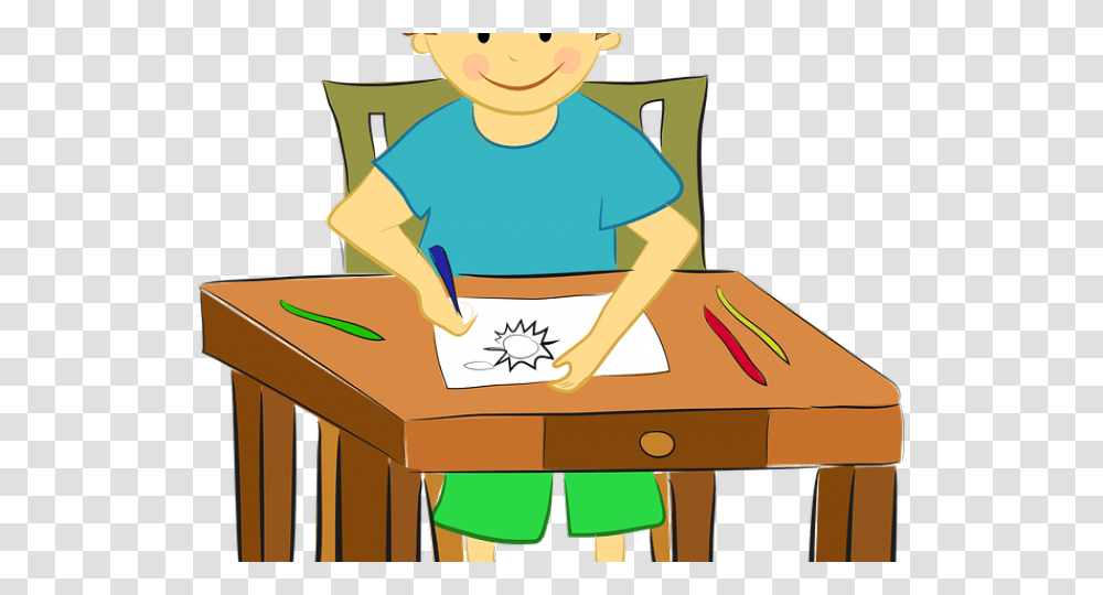 Drawn Table Simple, Furniture, Reading, Chair Transparent Png