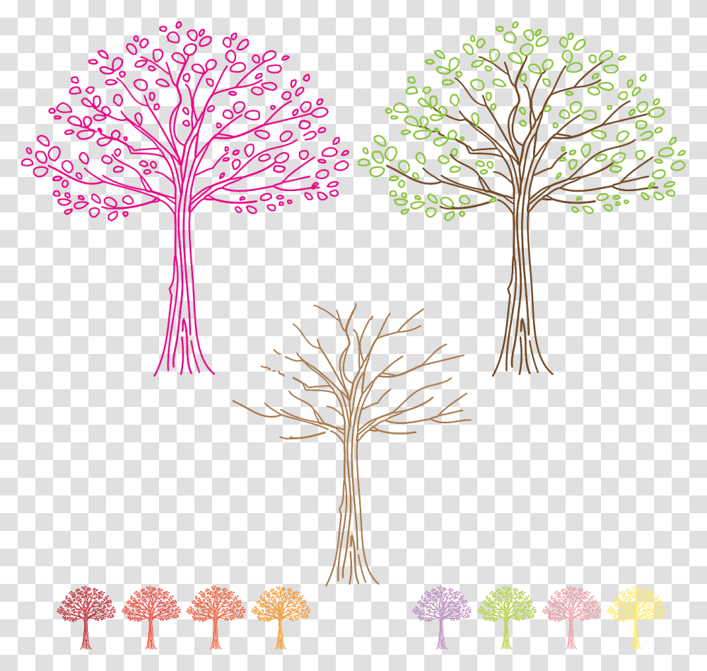 Drawn Tree, Plant, Flower, Petal, Root Transparent Png