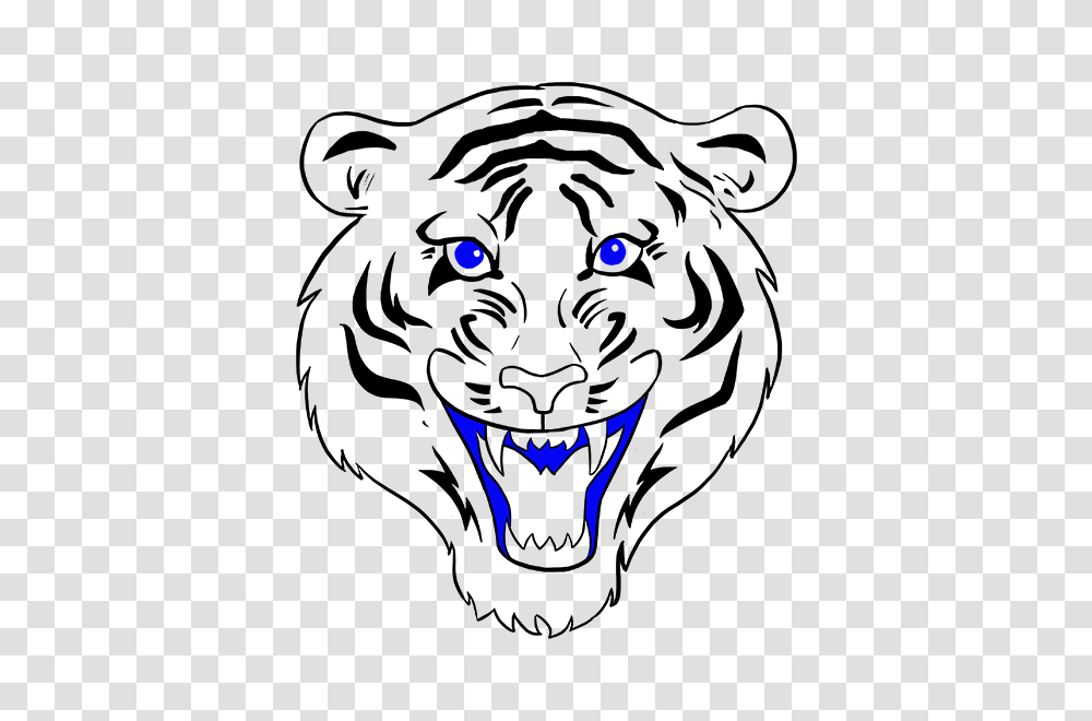 Drawn White Tiger Mouth Open Drawing, Animal, Mammal, Wildlife, Painting Transparent Png