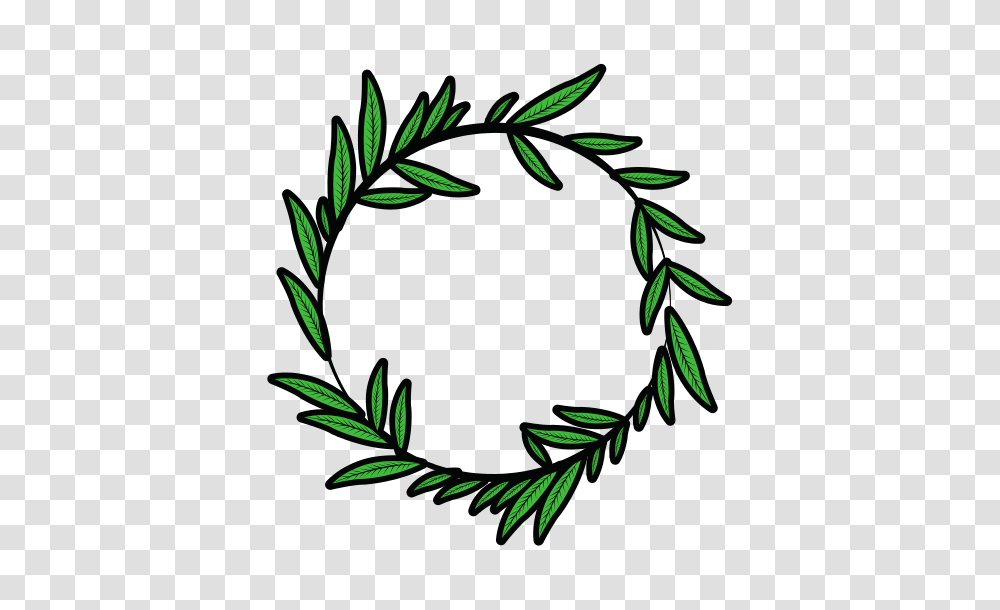 Drawn Wreath Leaf, Green, Plant Transparent Png