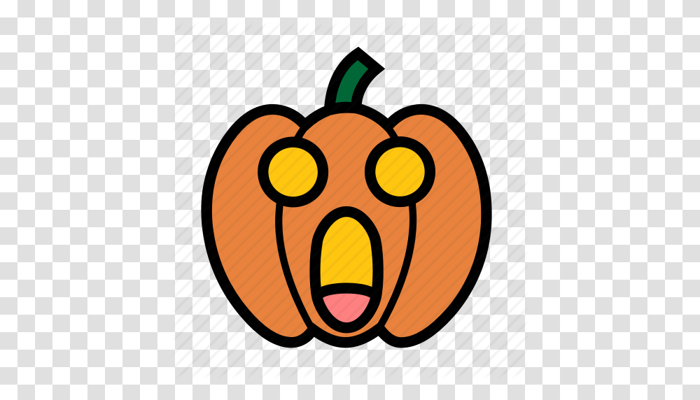Dread Emoji Halloween Jack O Lantern Panic Pumpkin Shocked Icon, Plant, Vegetable, Food, Clock Tower Transparent Png