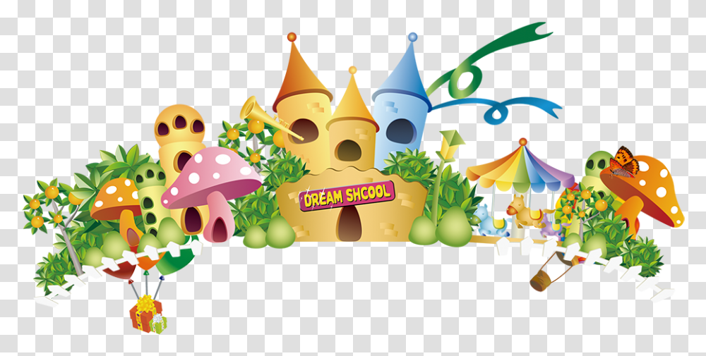 Dream World Cartoon Amusement Park Report Card Design For Pre School, Floral Design, Pattern, Plant Transparent Png