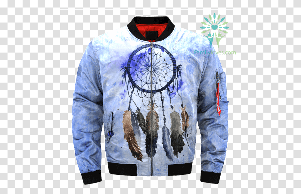 Dreamcatcher Watercolor Painting Over Print Bomber Dream Catcher On Jacket, Sleeve, Long Sleeve, Bird Transparent Png