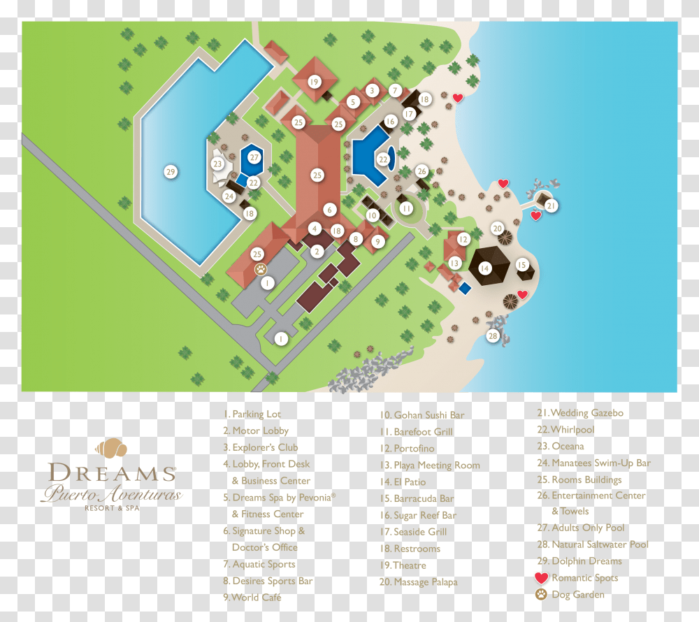 Dreams Puerto Aventuras Resort And Spa Map, Flyer, Poster, Paper, Advertisement Transparent Png
