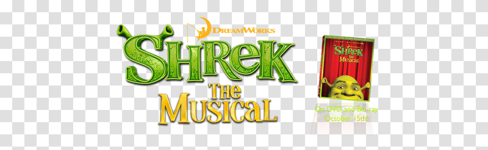 Dreamworks Shrek The Musical Title, Book, Alphabet, Text, Liquor Transparent Png