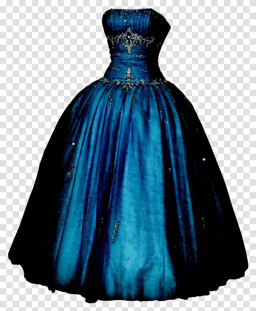 Dress Blue Cinderella Gown, Apparel, Evening Dress, Robe Transparent Png