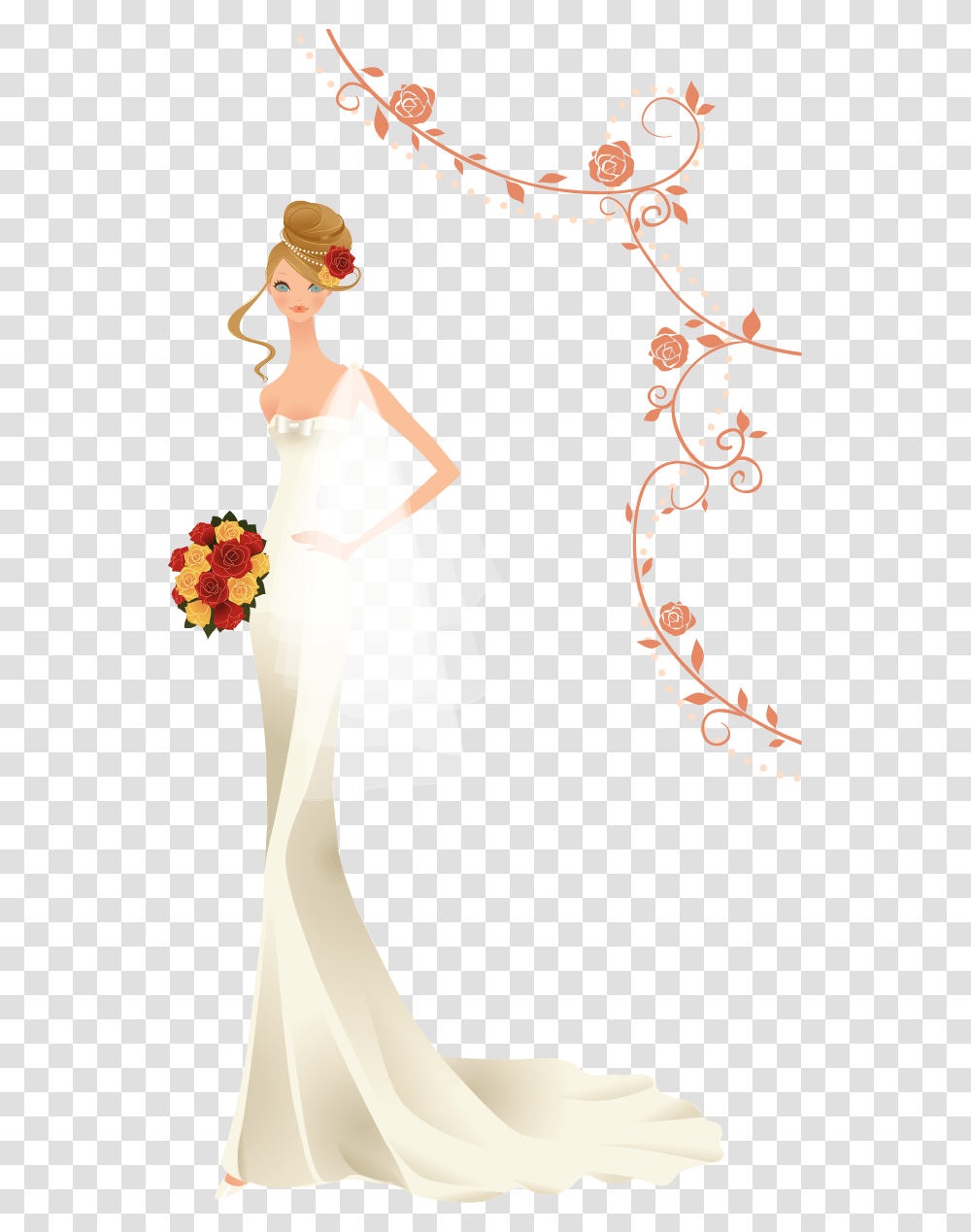 Dress Clip Art Wedding Poster Art Free, Plant, Person, Flower Transparent Png