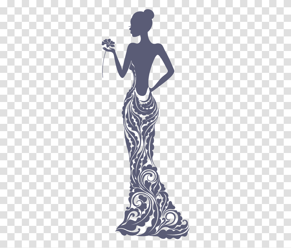Dress Silhouette Drawing Evening Gown Elegant Black Woman Silhouette, Cat, Pet, Mammal, Animal Transparent Png