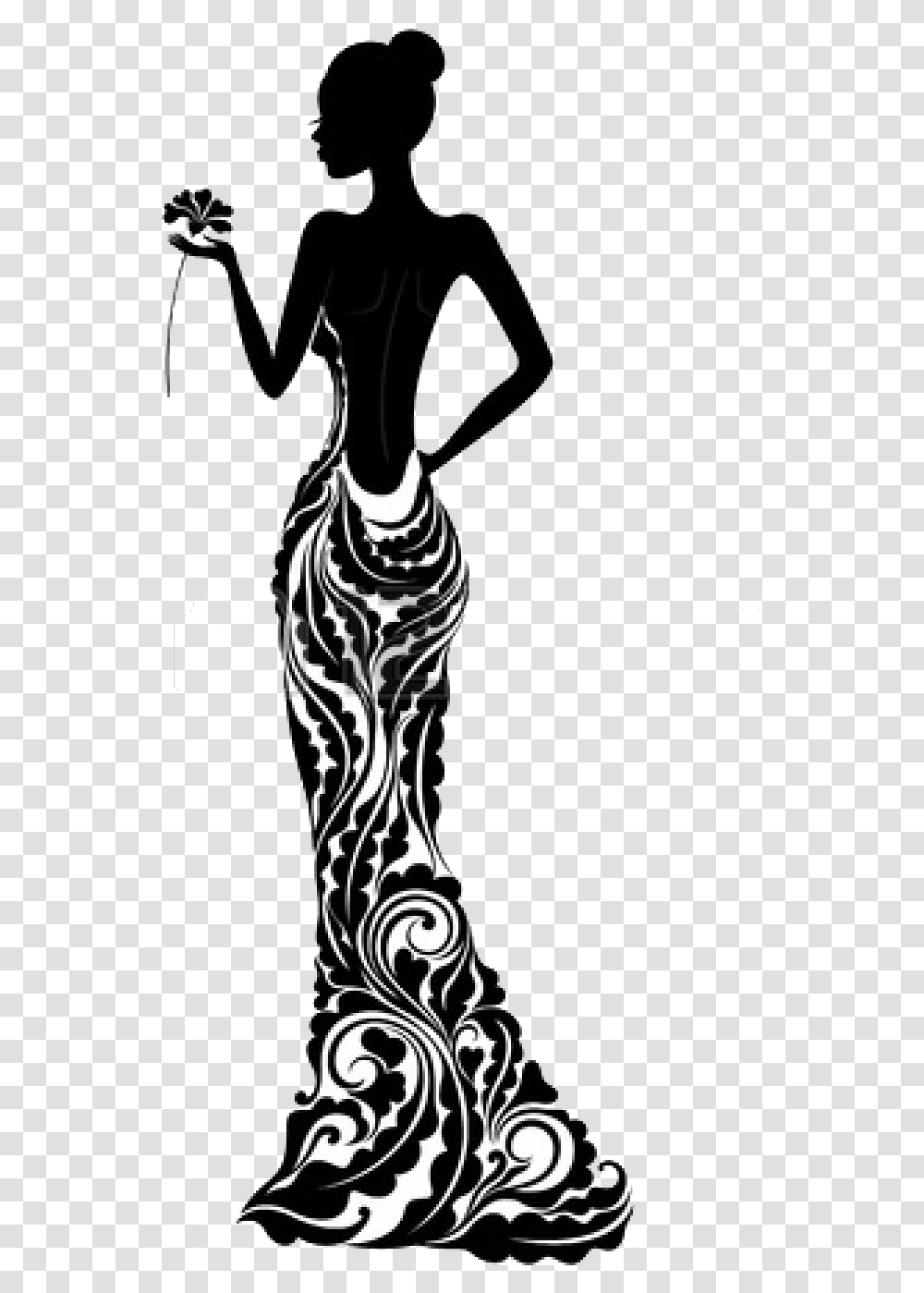 Dress Silhouette Fashion Stock Photography Elegant Black Woman Silhouette, Person, Glass, Stencil, Beverage Transparent Png