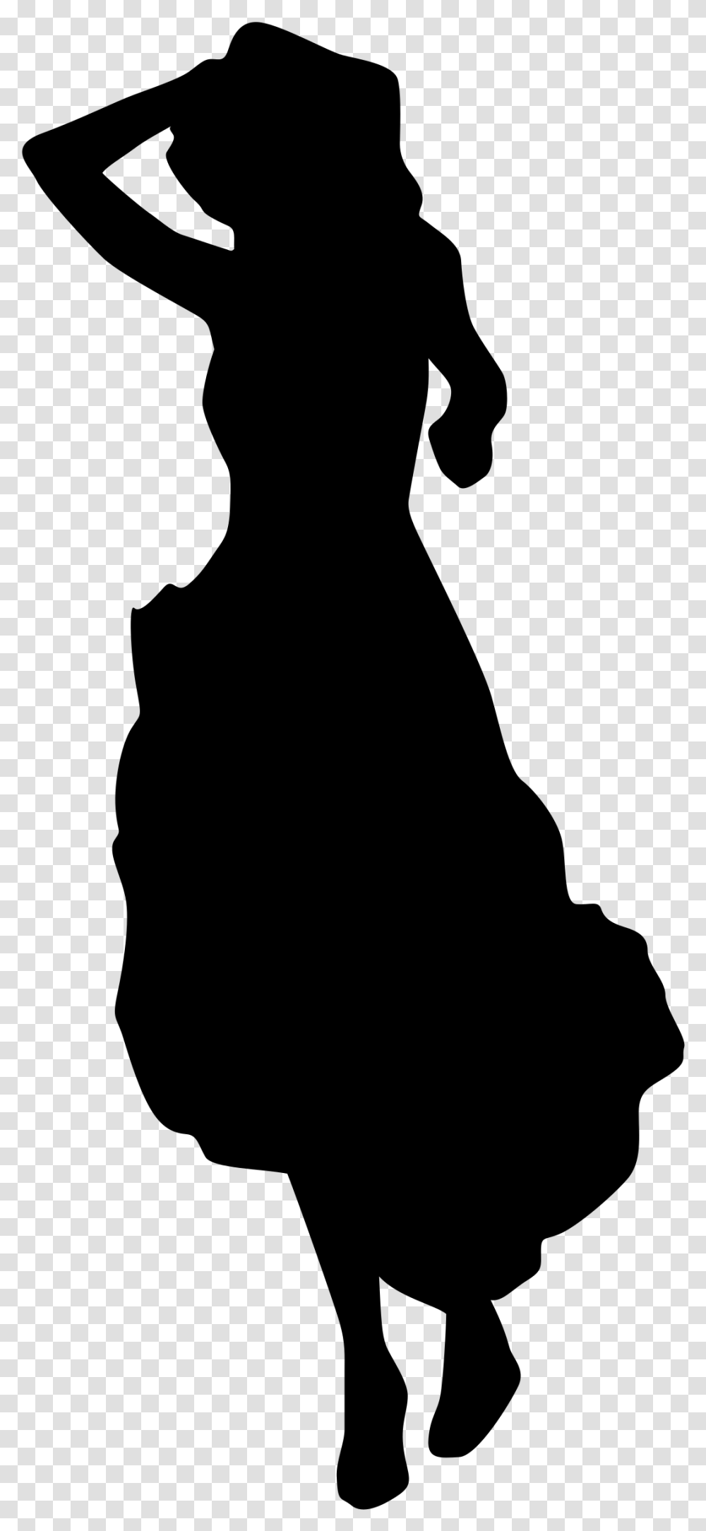 Dress Silhouette Woman Clip Art Girl In Dress Silhouette, Gray Transparent Png