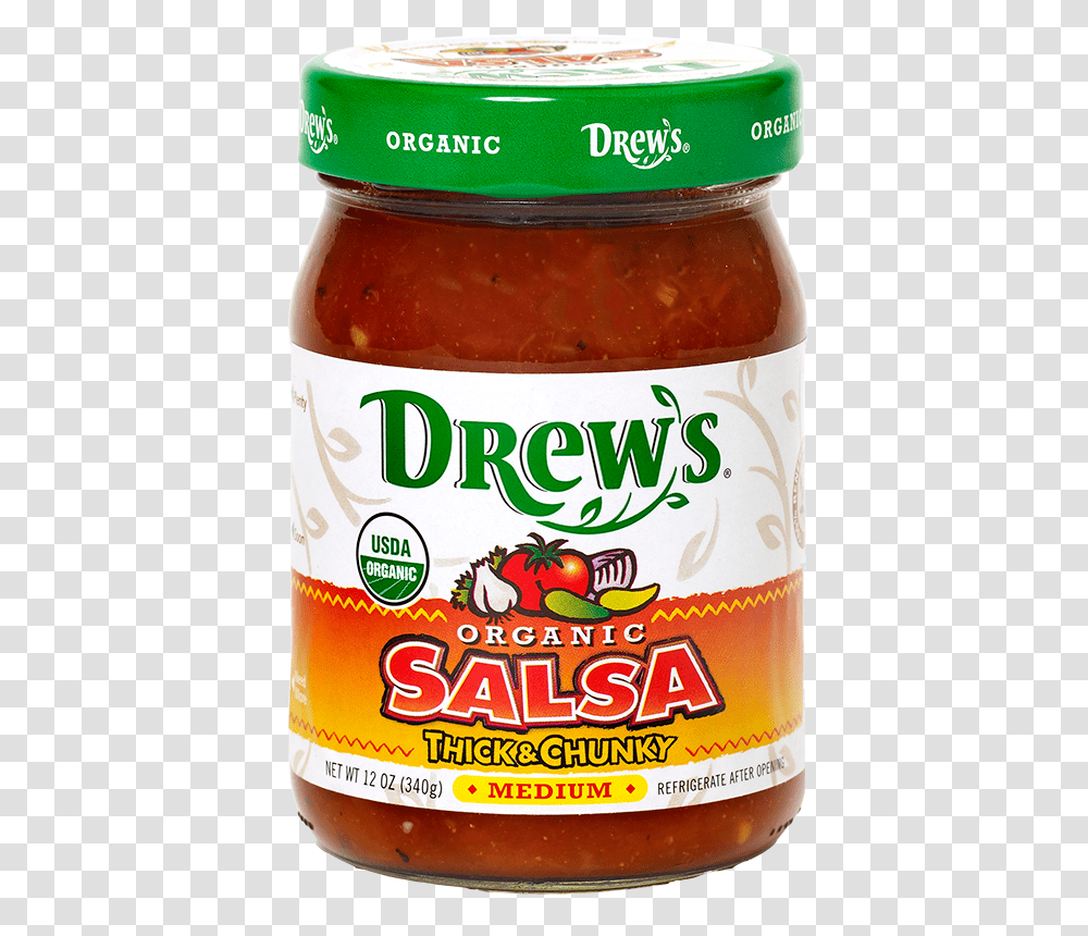 Drew S Organic Medium Salsa Drews Organic Salsa, Relish, Food, Ketchup, Pickle Transparent Png