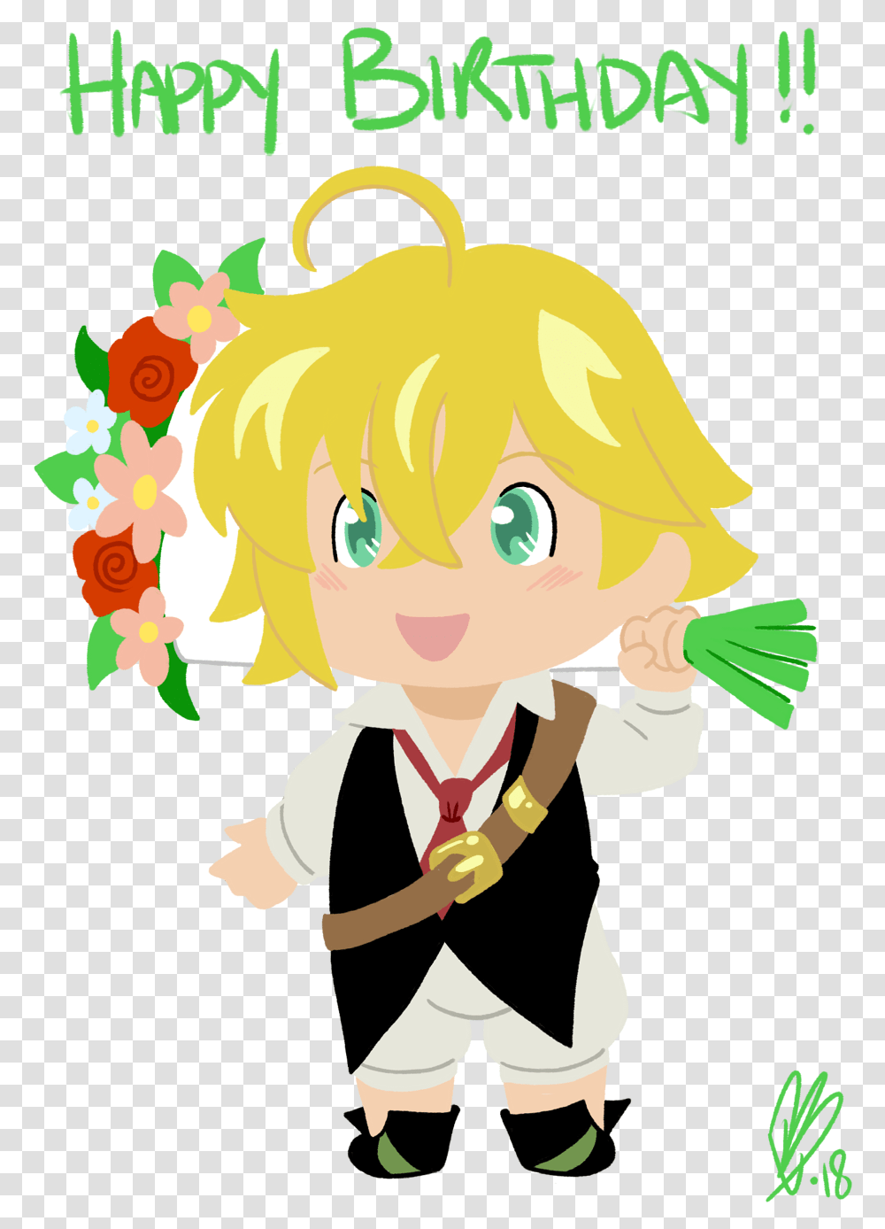 Drew This For A Friend S Birthday Some Good Ol Happy Birthday From Meliodas, Manga, Comics, Book, Person Transparent Png