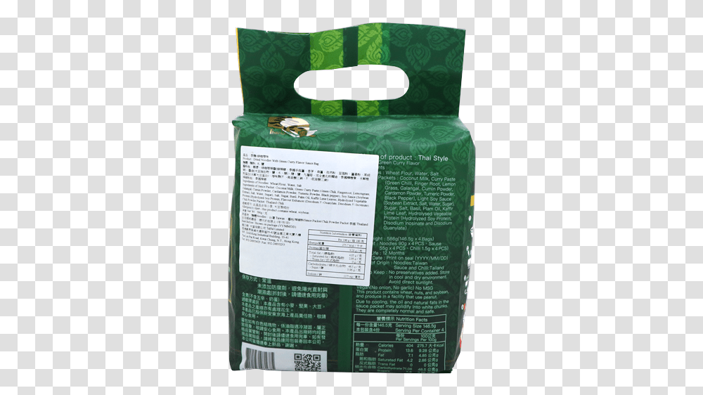 Dried Noodles With Green Curry Flavor Sauce Bag Tarpaulin, Flyer, Poster, Paper, Advertisement Transparent Png