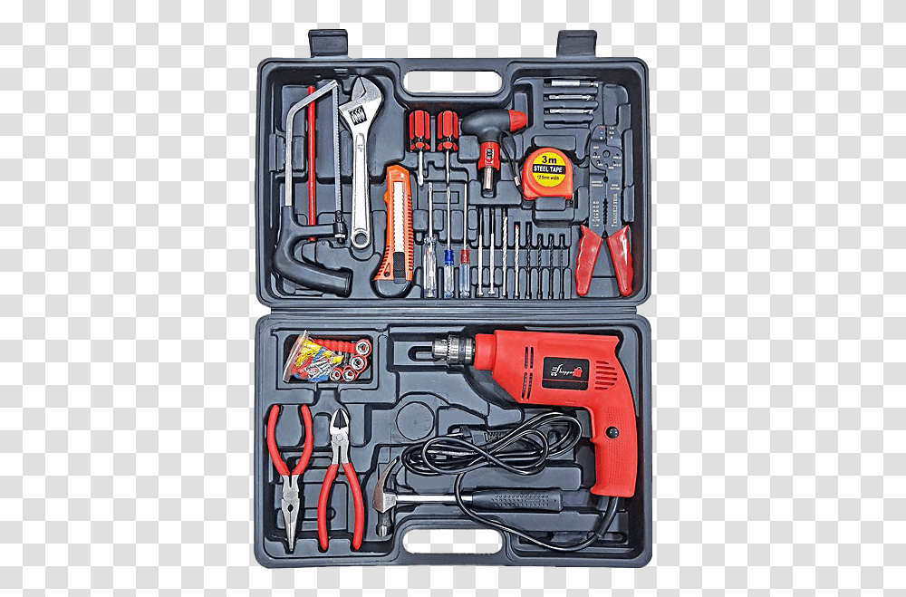 Drill Machine Image Tool Box With Drill, Power Drill, Scissors, Blade, Weapon Transparent Png