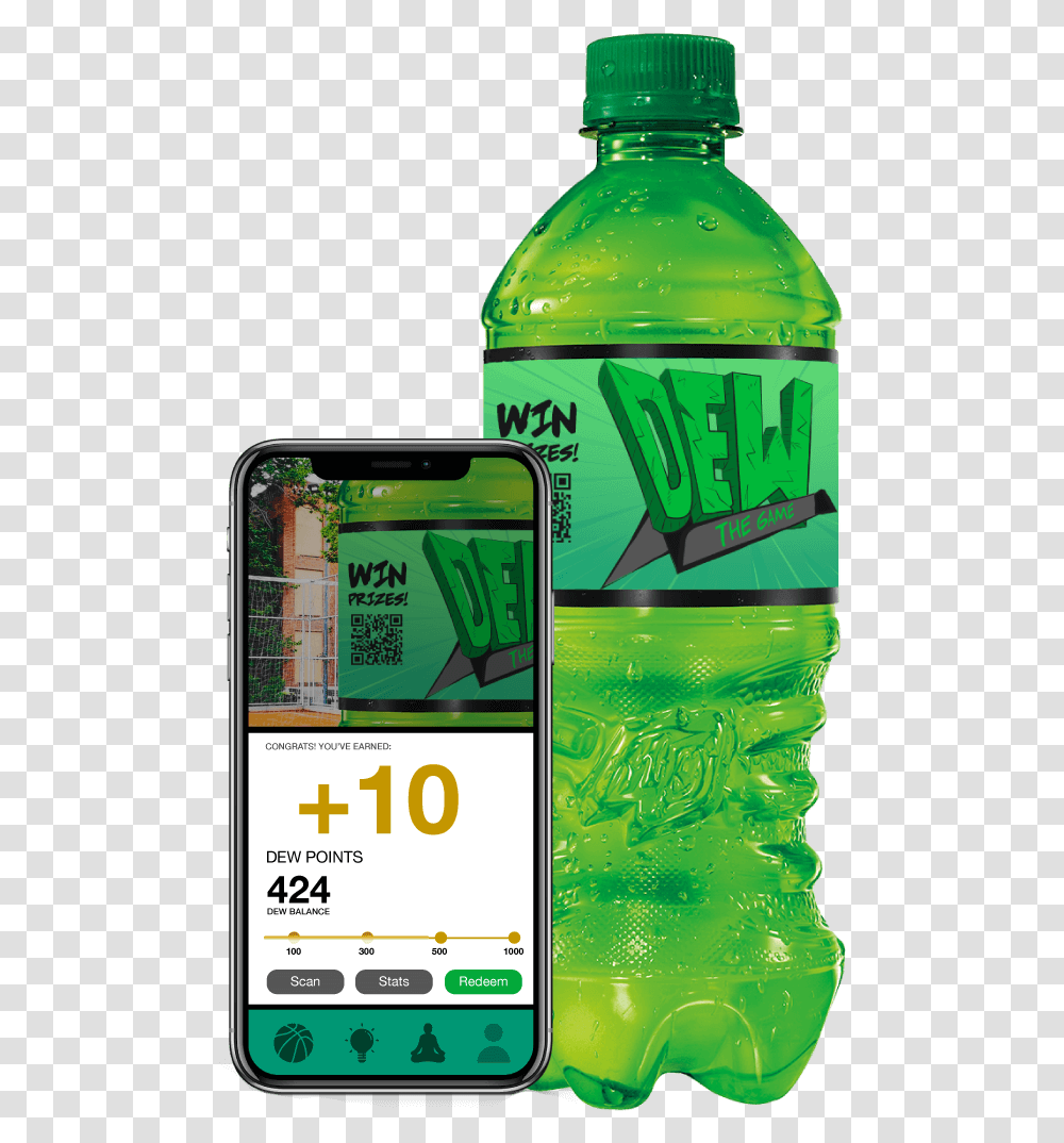Drink Dew And Scan The Bottles For Points Mountain Dew Zero Sugar, Mobile Phone, Electronics, Beverage, Liquor Transparent Png
