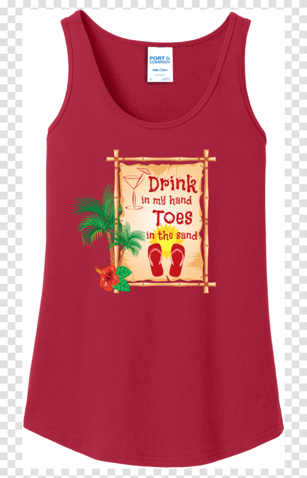 Drink In My Hand Toes In The Sand Tank Top Red Port Active Tank, Apparel, Rug, T-Shirt Transparent Png