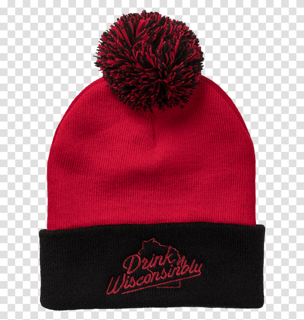 Drink Wisconsinbly Red Amp Black Pom Hat Drink Wisconsinbly, Apparel, Beanie, Cap Transparent Png