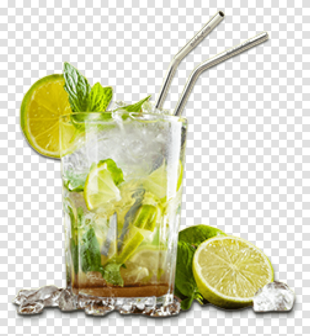 Drink With Stainless Straw, Cocktail, Alcohol, Beverage, Mojito Transparent Png