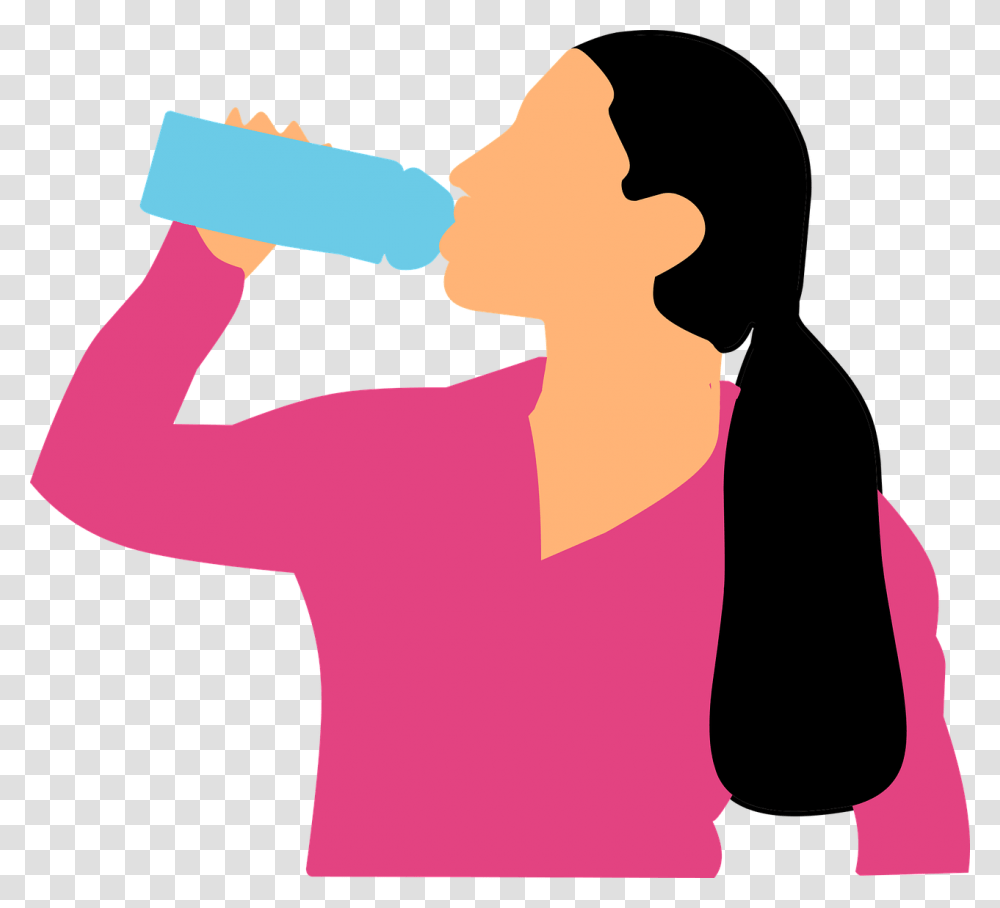 Drinking Water Bottle Clipart, Person, Beverage, People Transparent Png