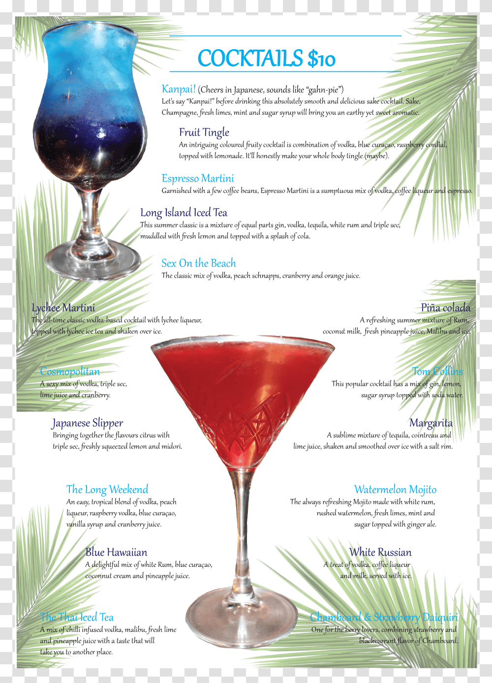Drinks Menu Cocktails Martini Glass Transparent Png