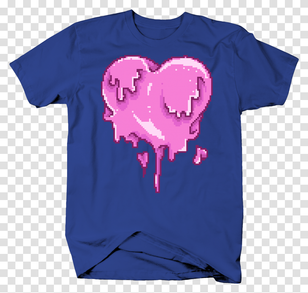 Dripping Bleeding Heart Retro Video Gaming Pixel Bit Shirt, Apparel, T-Shirt, Sleeve Transparent Png